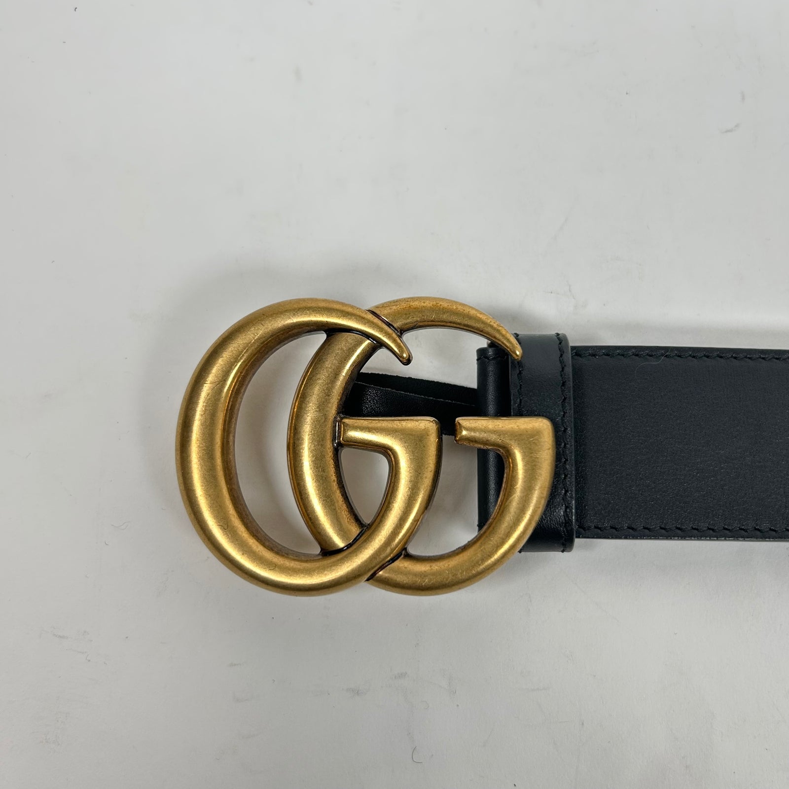 Gucci Black/Gold Large GG Belt Size 70