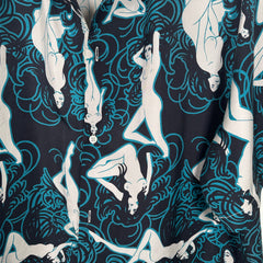 Amiri Lude Blue Silk Button Up Shirt Size L