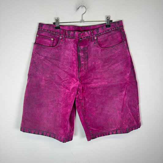 Dior x ERL Fuschia Velvet Flocked Denim Shorts Size 33