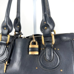 Chloe Paddington Black Leather Gold Accent Shoulder Bag
