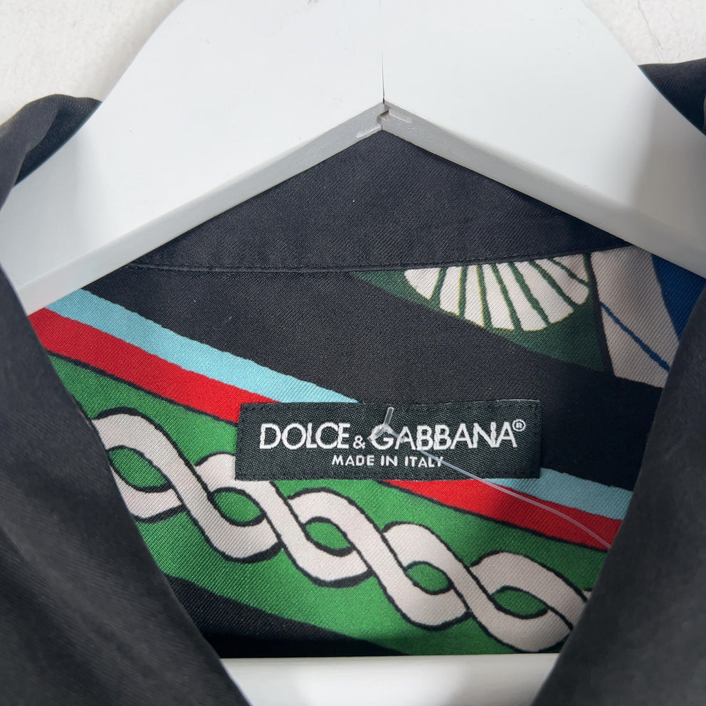 Dolce & Gabbana Carretto Printed Multi Color Silk Shirt