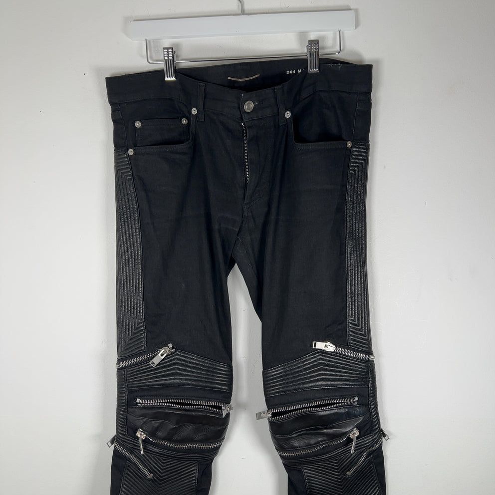 Saint Laurent FW13 D04 Lambskin Zipper Biker Jeans