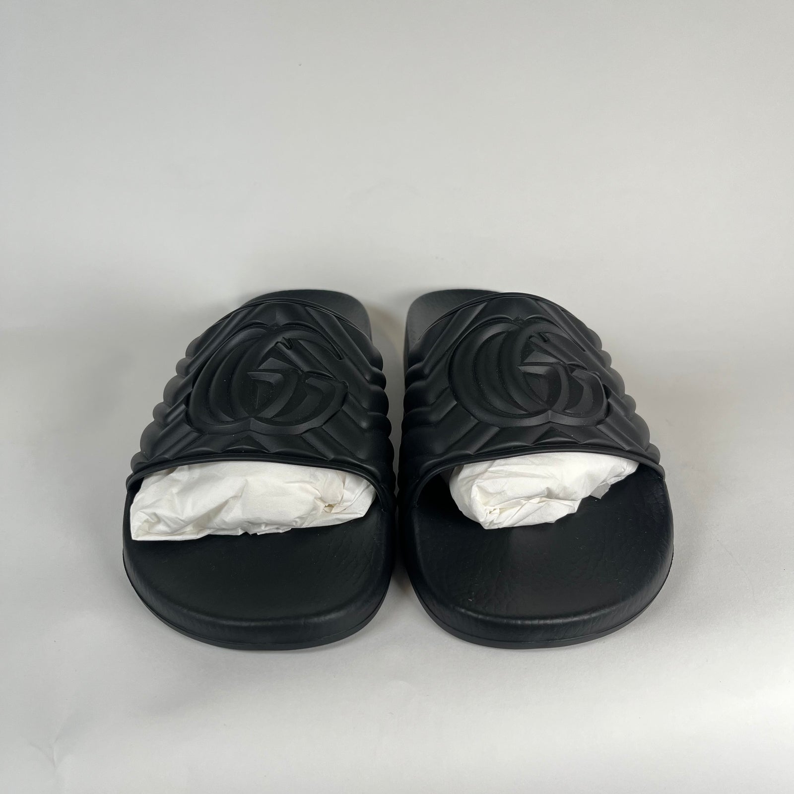 Gucci Matelasse Black Slides Size 10