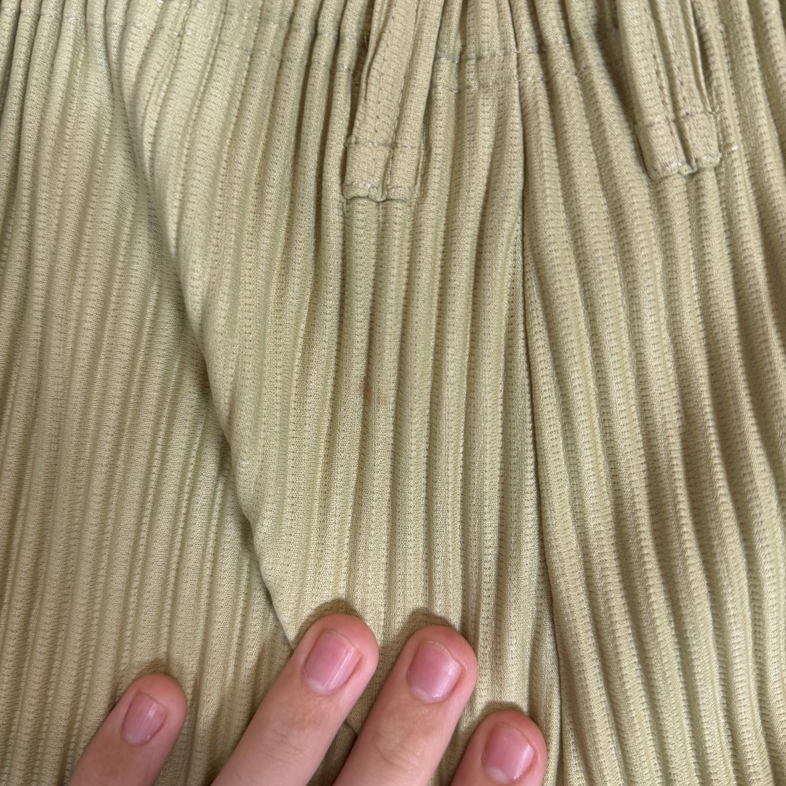 Homme Plisse Issey Miyake Yellow-Green Pleated Trouser Size 3