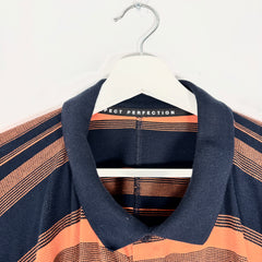 Martine Rose Orange/Navy Striped Logo Long-Sleeve Polo Shirt Size L  Size