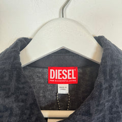 Diesel Black Monogram Pattern Chenille Shirt Size M