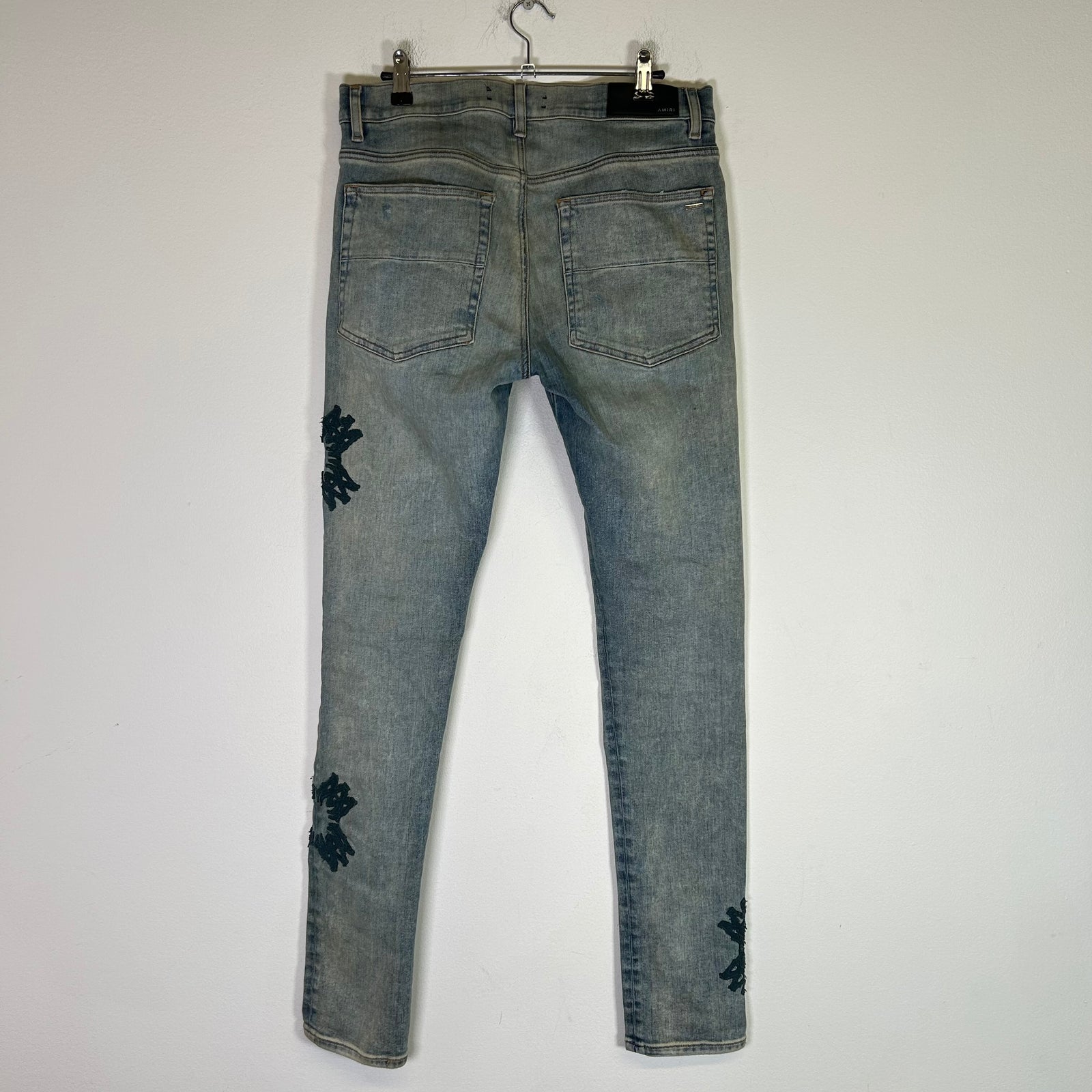 Amiri Antique Indigo MA Quad Applique Skinny Jeans