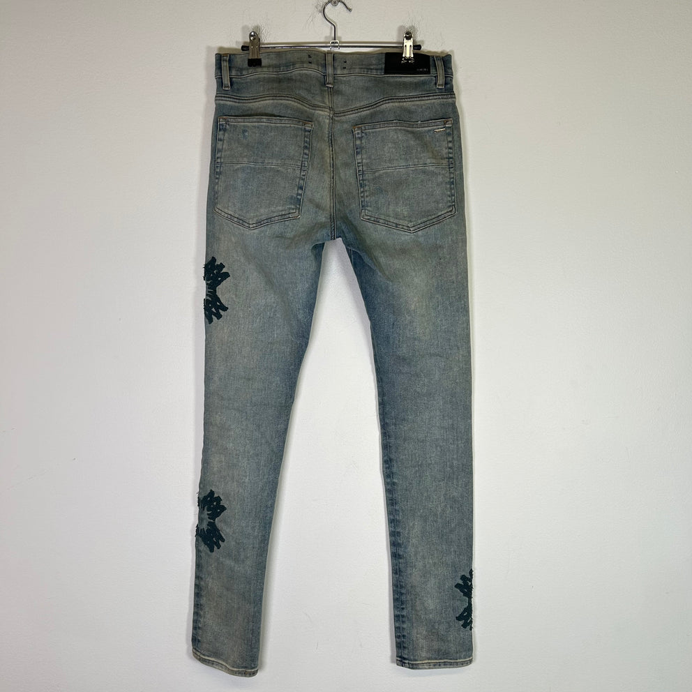 Amiri Antique Indigo MA Quad Applique Skinny Jeans