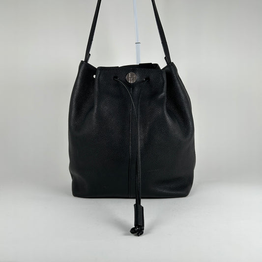 The Row Black Leather Bucket 10 Backpack