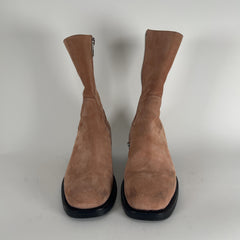 Dries Van Noten Western Blush Suede Zip Boots Size 10