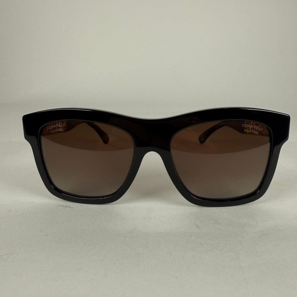 Chanel Black/Gold Tweed Polarized Sunglasses