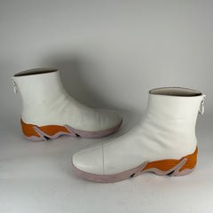 Raf Simon White Leather Back Zip High Runner Size 42