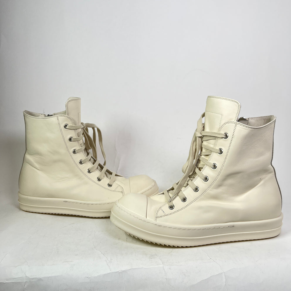 Rick Owens Milk Mainline Leather High-Top Ramones