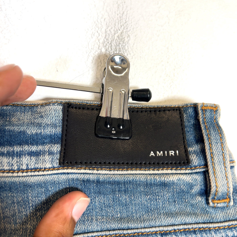 Amiri Clay Indigo Applique Logo Denim Jeans