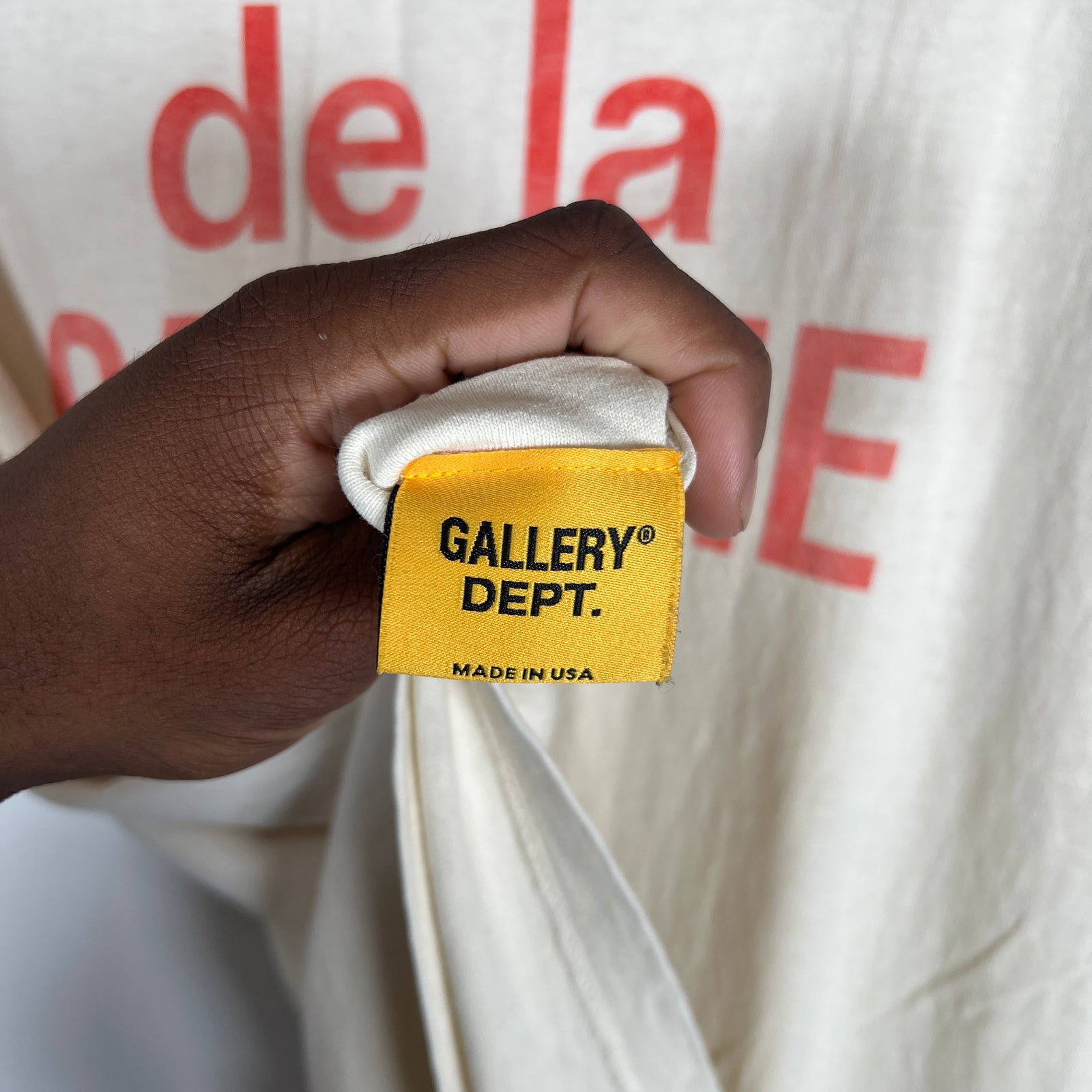 Gallery Dept Cream/Orange French Logo T-Shirt Size XL