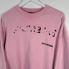 Balenciaga Pink 'Hand Drawn' Logo Sweatshirt Size S