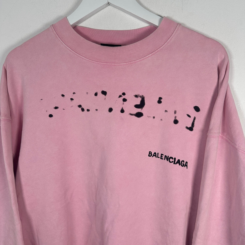Balenciaga Pink 'Hand Drawn' Logo Sweatshirt Size S