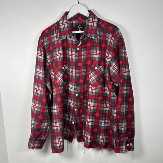 Needles Satin Lined Red Plaid Shirt Size XL