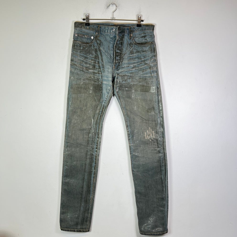 Dior Homme SS04 Bleu Claire Waxed Denim Jeans