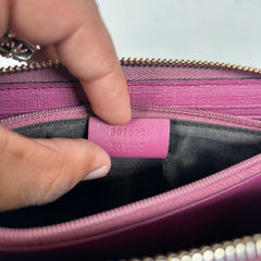 Gucci Pink GG Supreme Zip Around Wallet