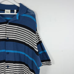 Burberry Striped Perforated Button-Up Shirt