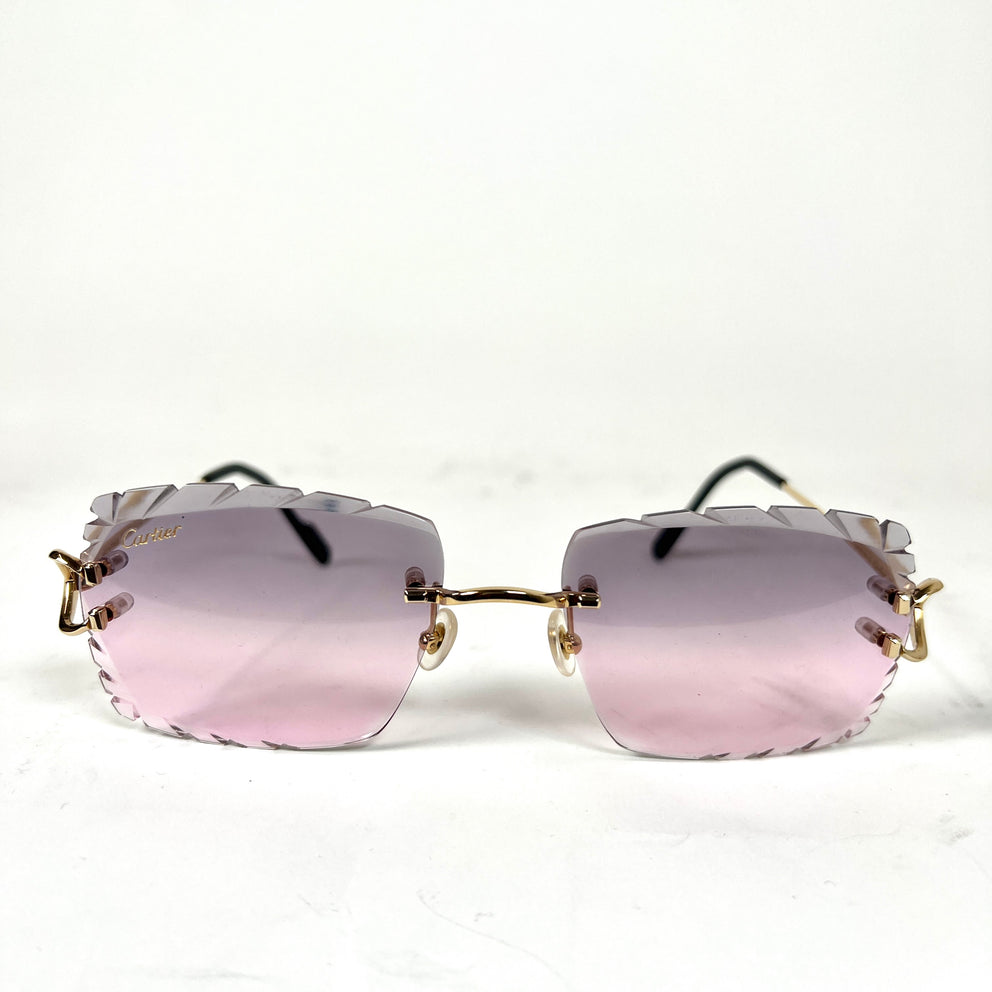 Cartier Pink C Decor Diamond Cut Glasses