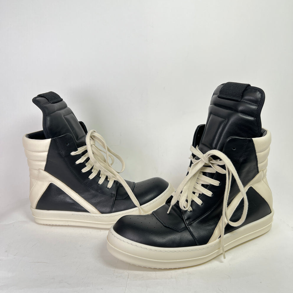Rick Owens Black/Milk Geobasket Sneakers