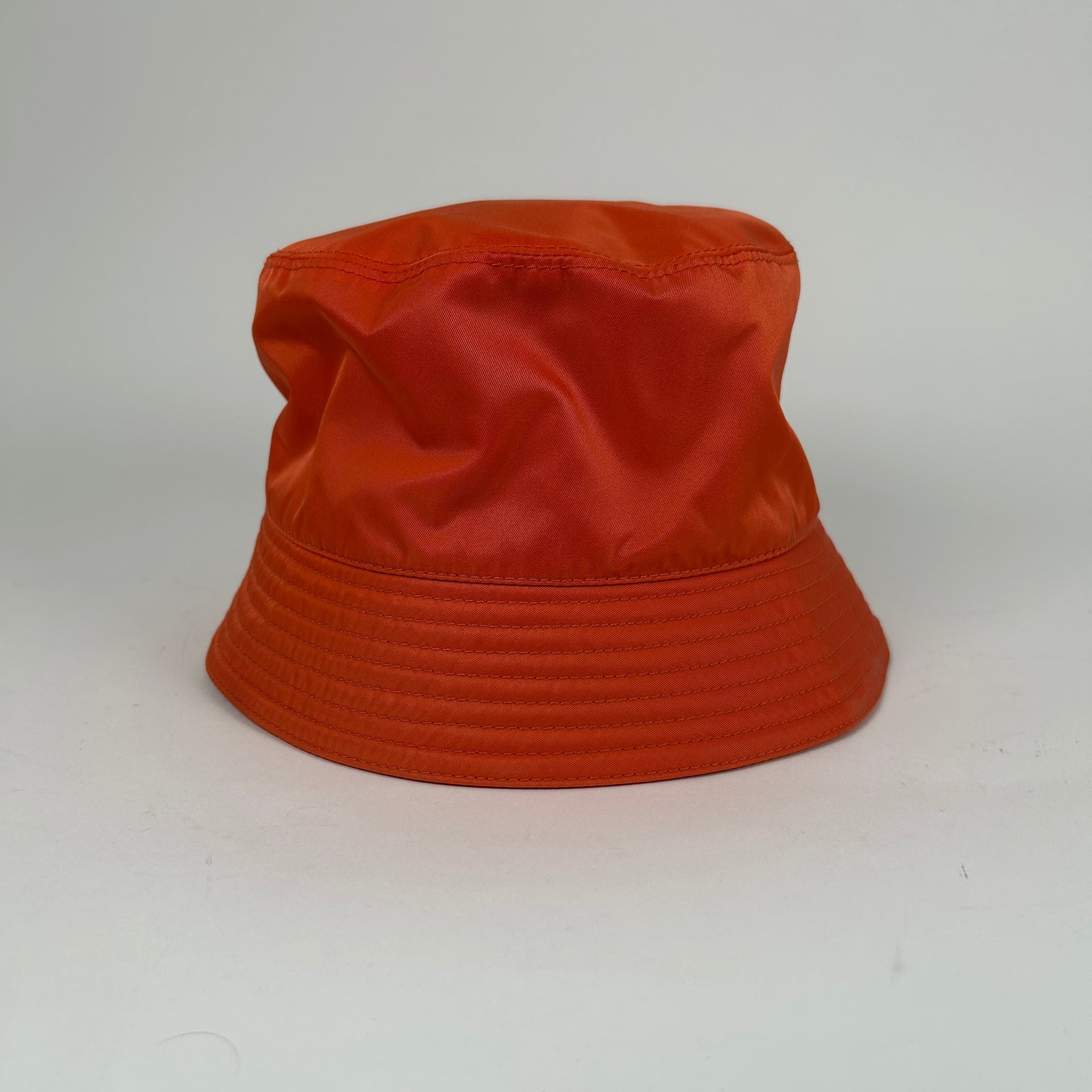 Prada Orange Nylon Logo Bucket Hat Size M
