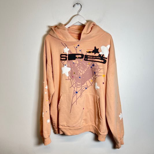 Sp5der Peach Belini SP5 Logo Hoodie Size XL