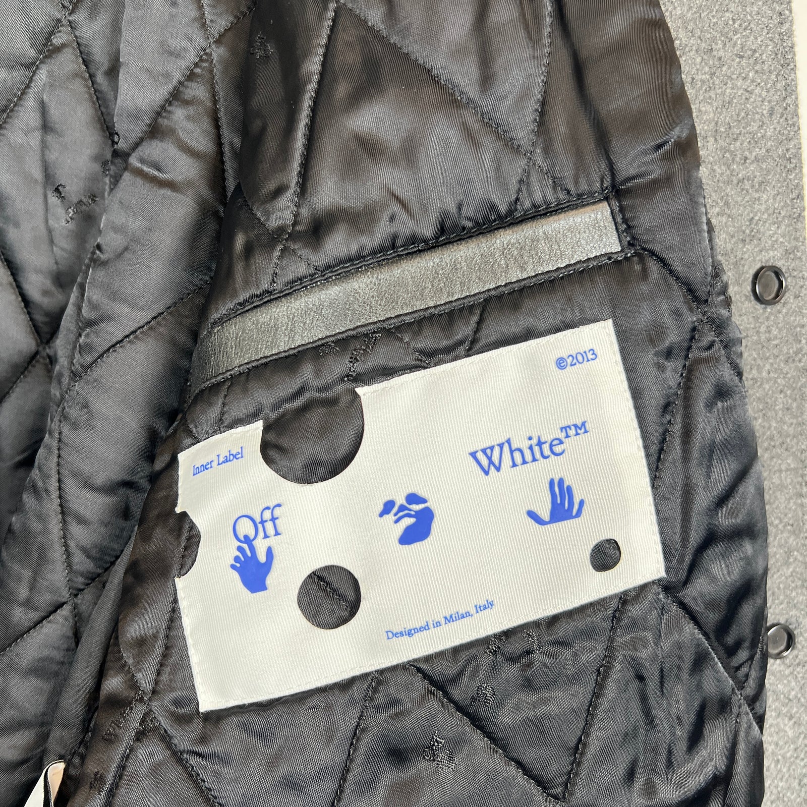 Off-White Grey/Orange Skeleton Varsity Jacket Size L