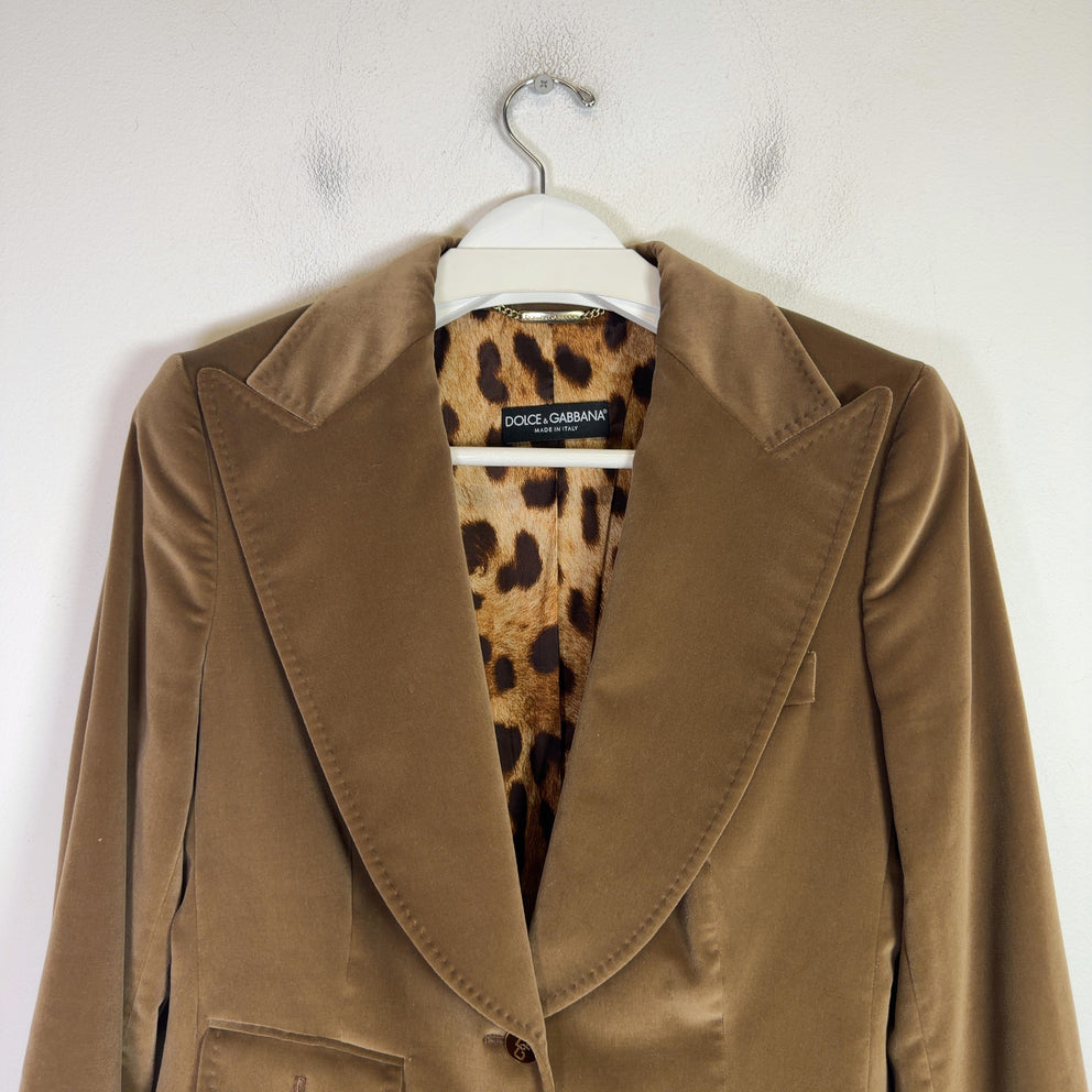 Dolce & Gabbana Vintage Velvet Leopard Lined Blazer