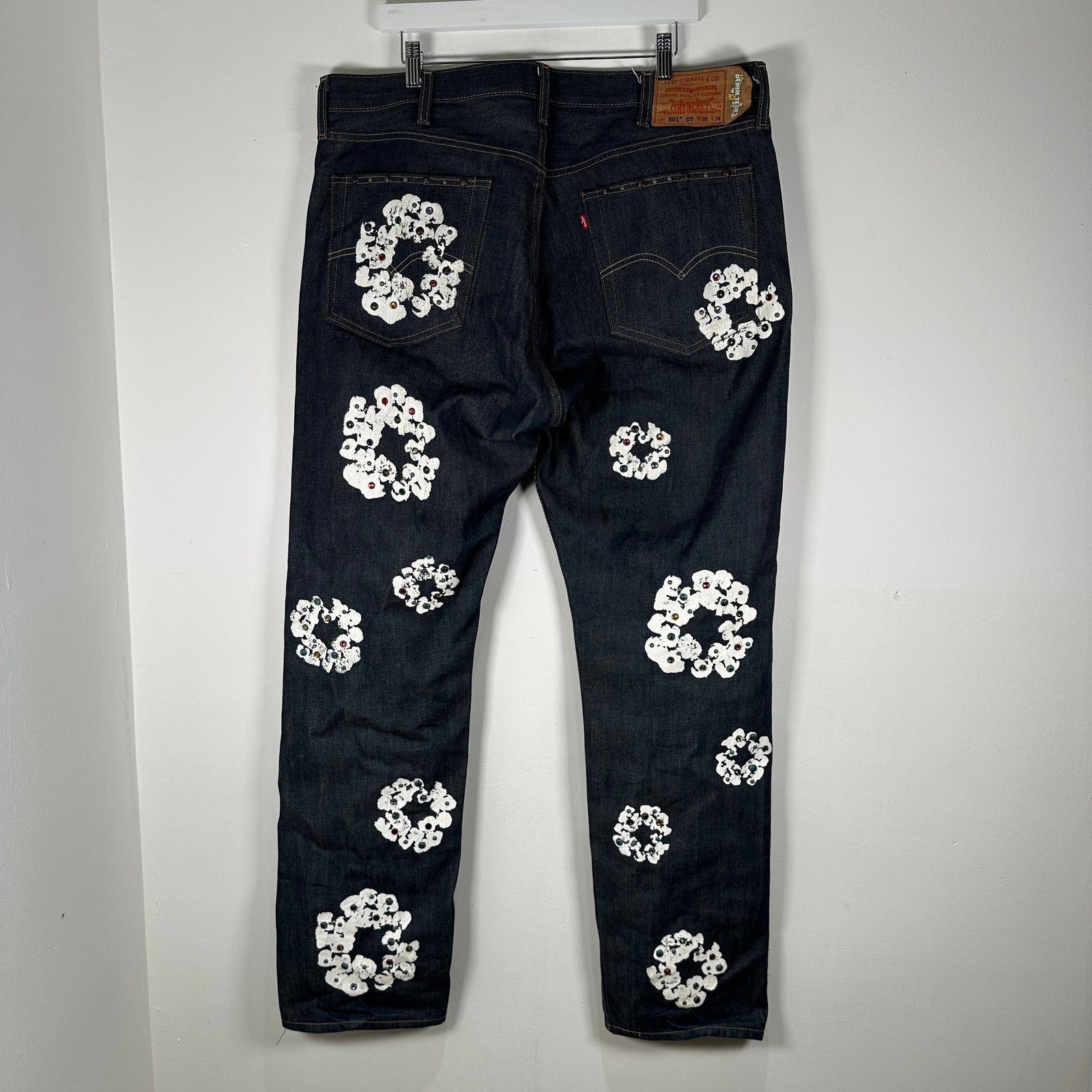 Denim Tears Rhinestone Raw Denim Wreath Jeans Size 38
