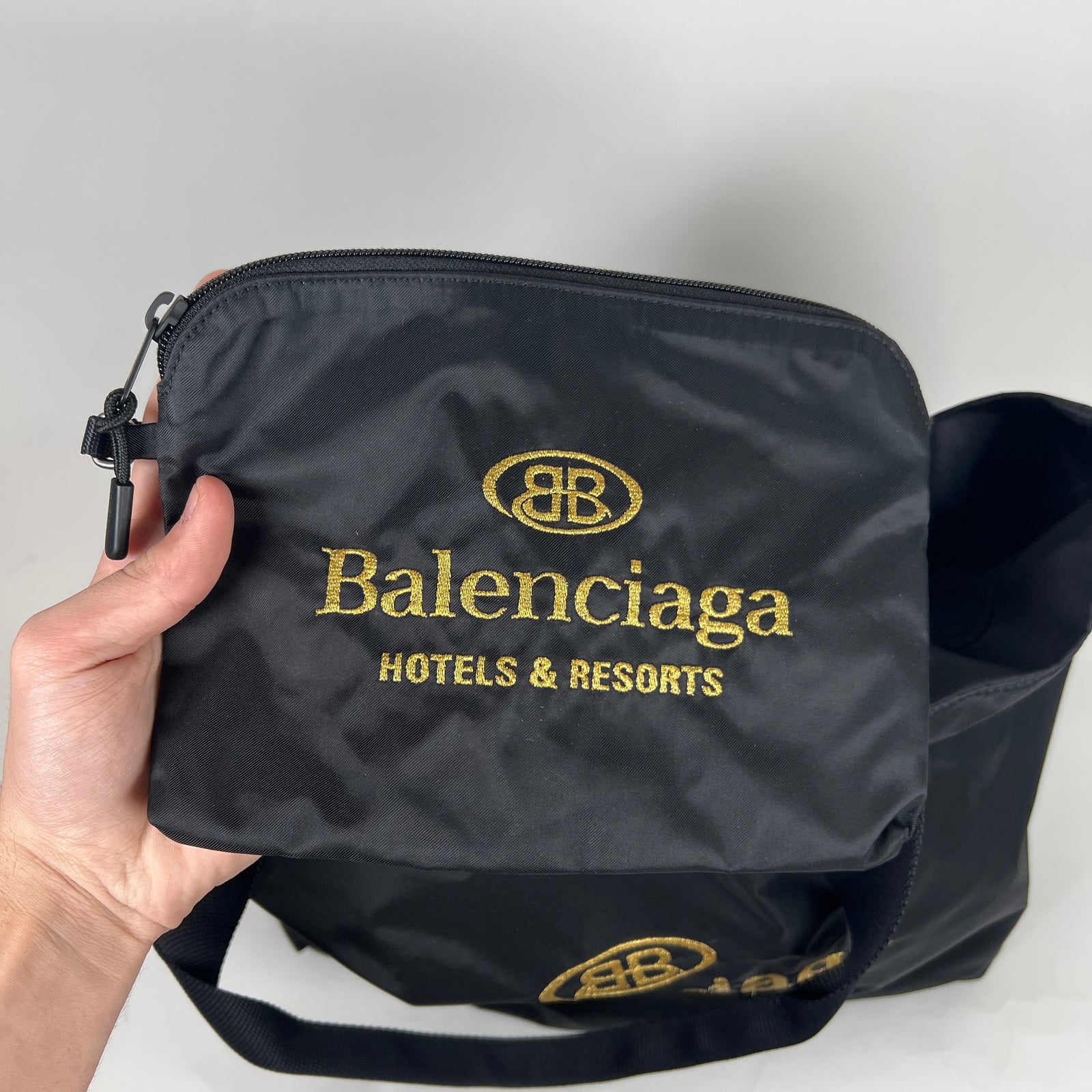 Balenciaga Black Hotel & Resorts Large Nylon Tote Bag