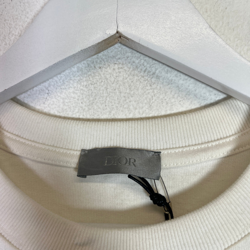 Dior White/Lime Green Couture Logo T-Shirt Size S