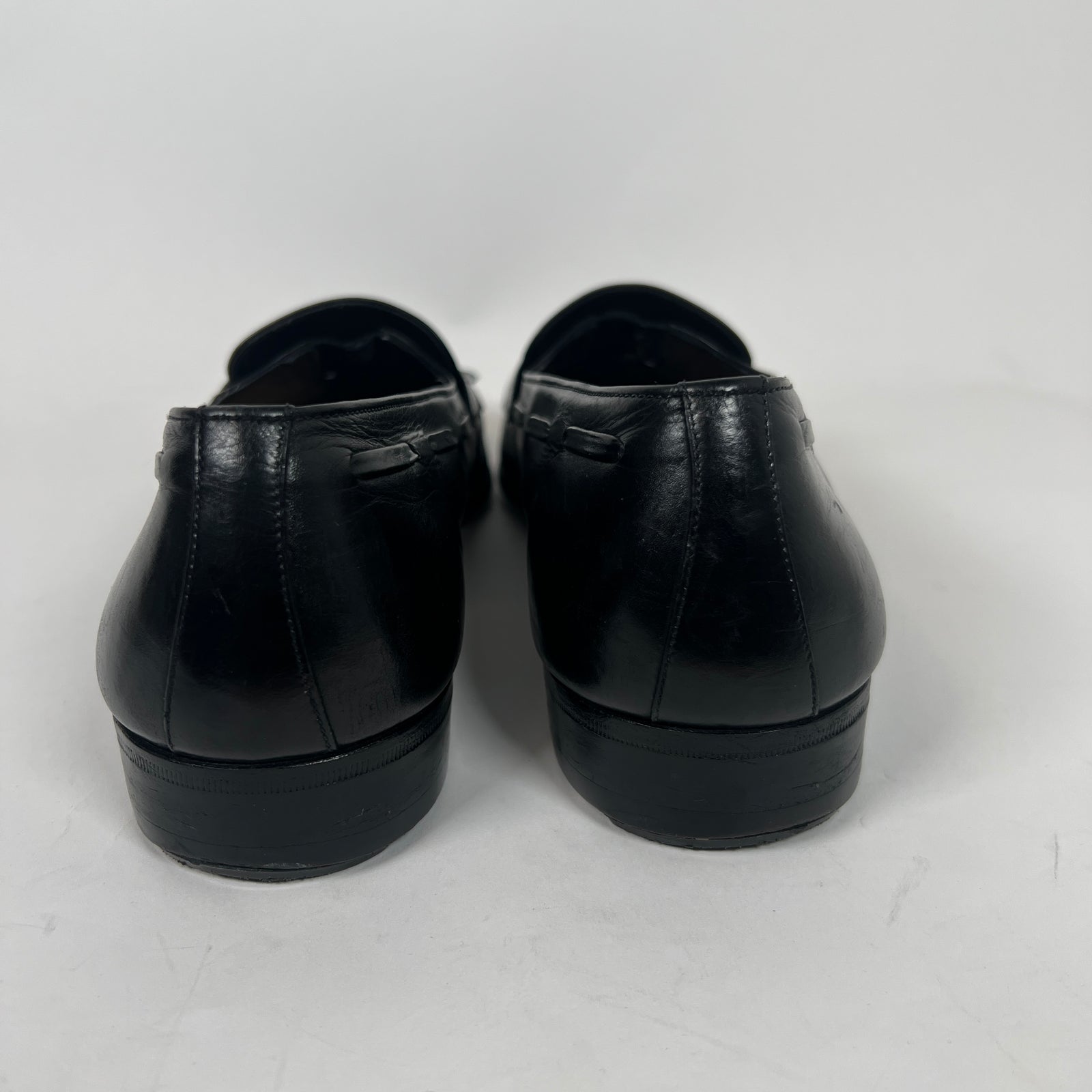 Salvatore Ferragamo Black Leather Tassel Loafers Size 8.5