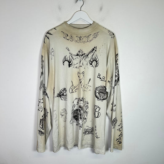 Balenciaga SS24 Tattoo Distressed Longsleeve Shirt