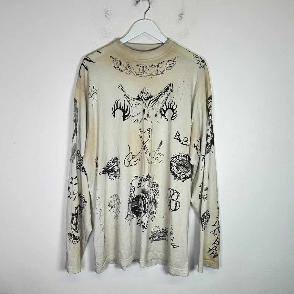 Balenciaga SS24 Tattoo Distressed Longsleeve Shirt