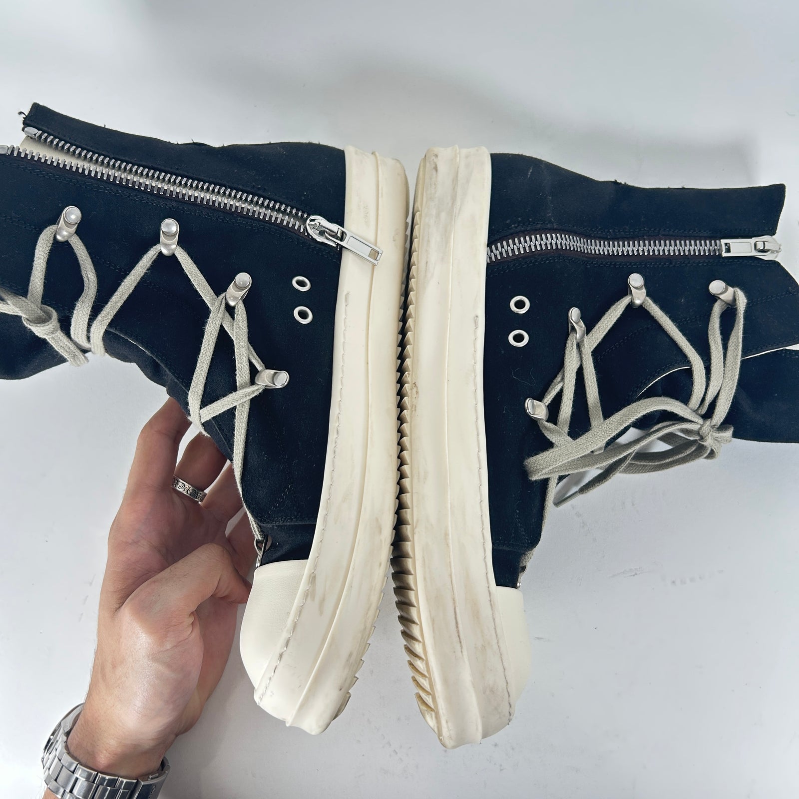Rick Owens Black Hex High-Top Ramones Size 11.5
