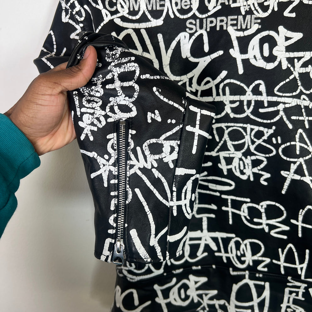 Supreme x Comme Des Garcons SHIRT x Schott Painted Perfecto Leather Biker Jacket Size L