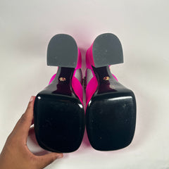 Versace Pink Satin Platform Heels Size 39.5