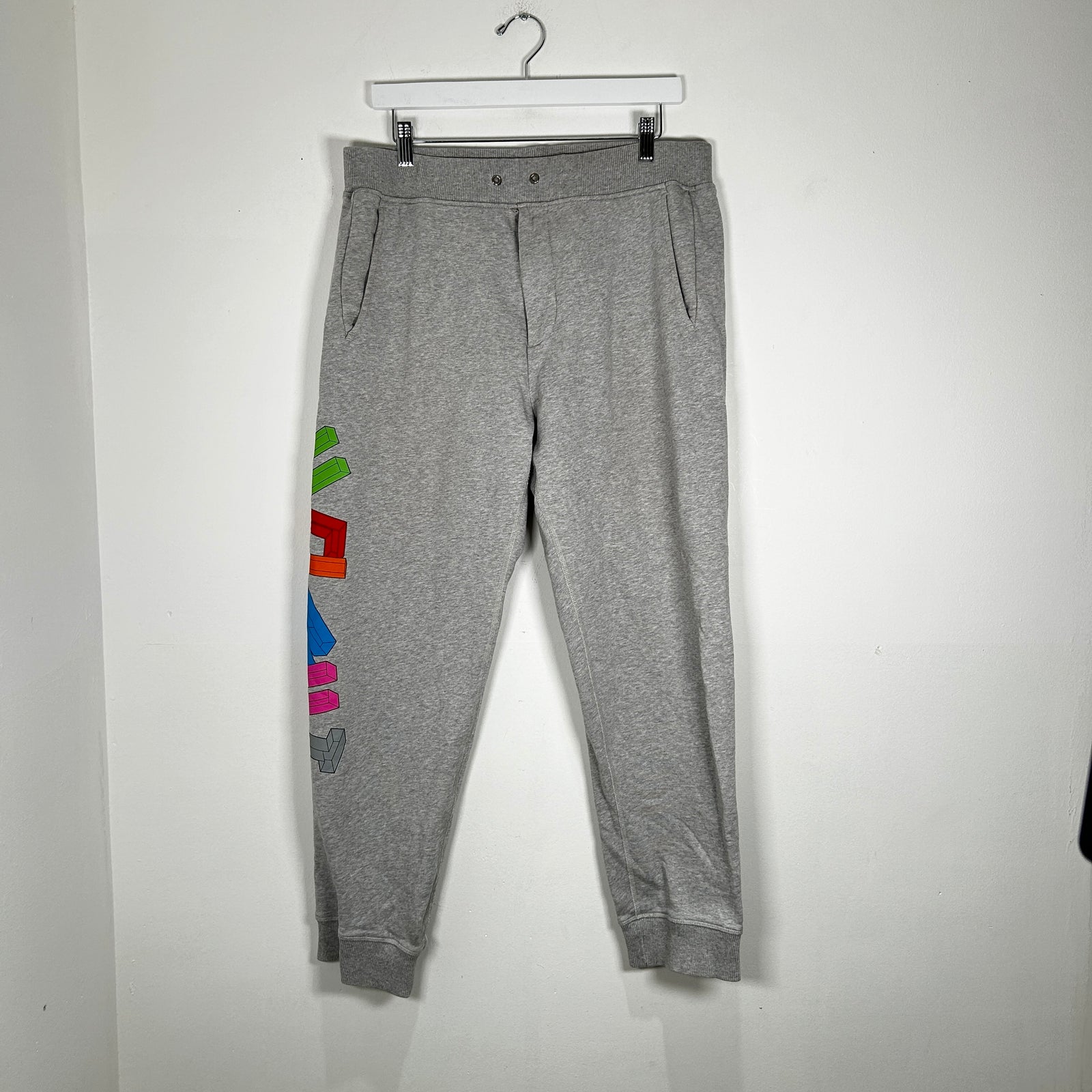 Helmut Lang Grey 3D Logo Sweatpants Size M