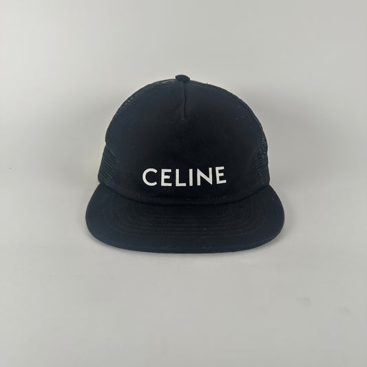 Celine Black Trucker Logo Hat Size M