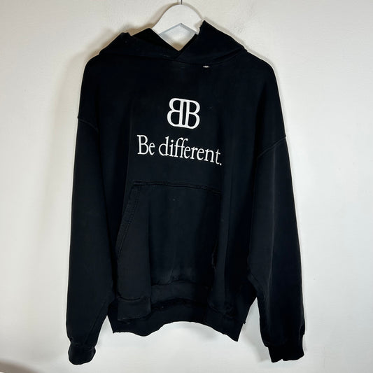 Balenciaga Black 'Be Different' BB Logo Hoodie Size S