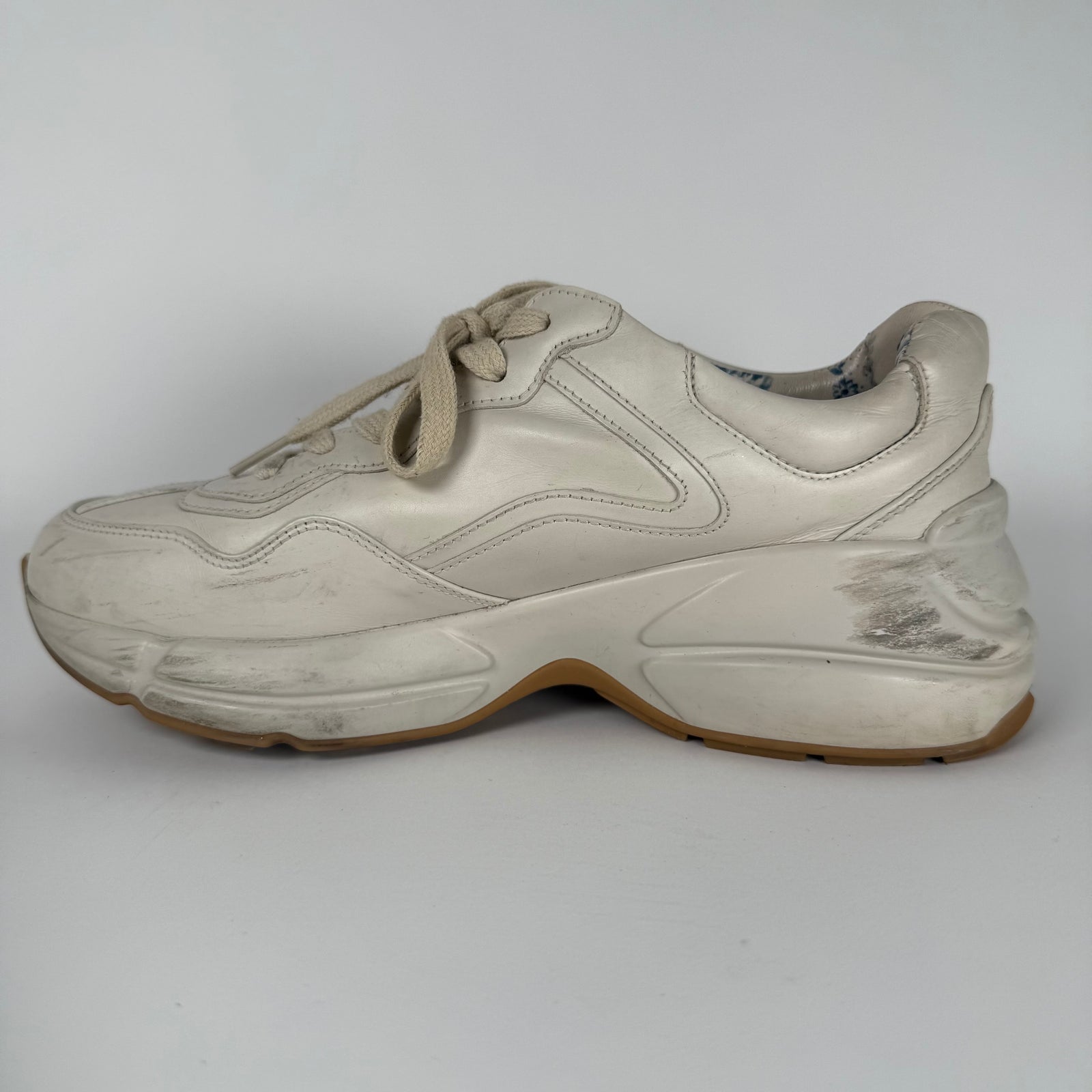 Gucci Rainbow Logo Cream Rython Sneaker Size GG 8.5