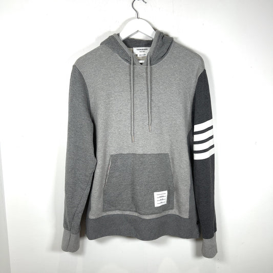 Thom Browne Grey Color Block 4-Bar Hoodie