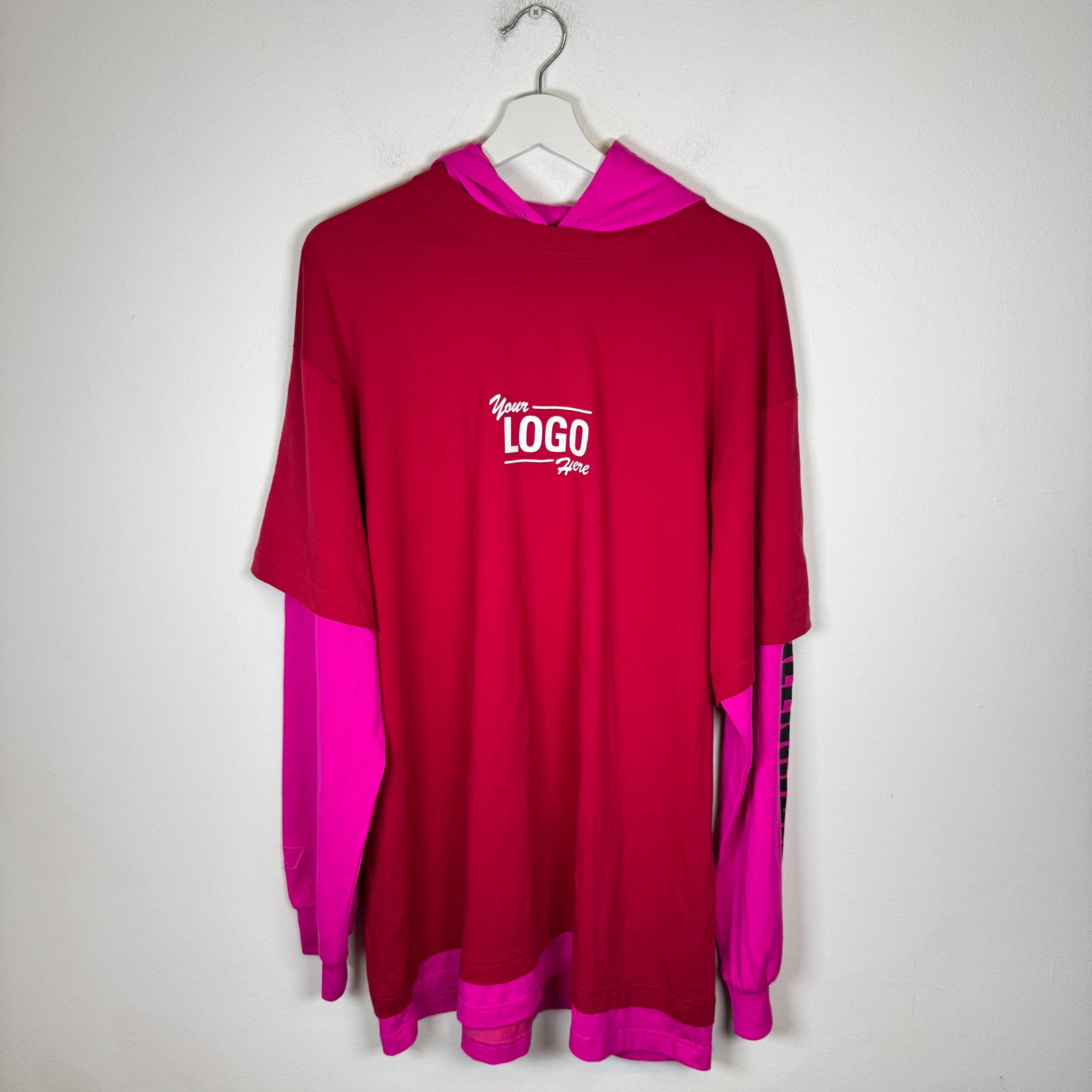 Balenciaga Red 'Your Logo Here' T-Shirt Hoodie Size M