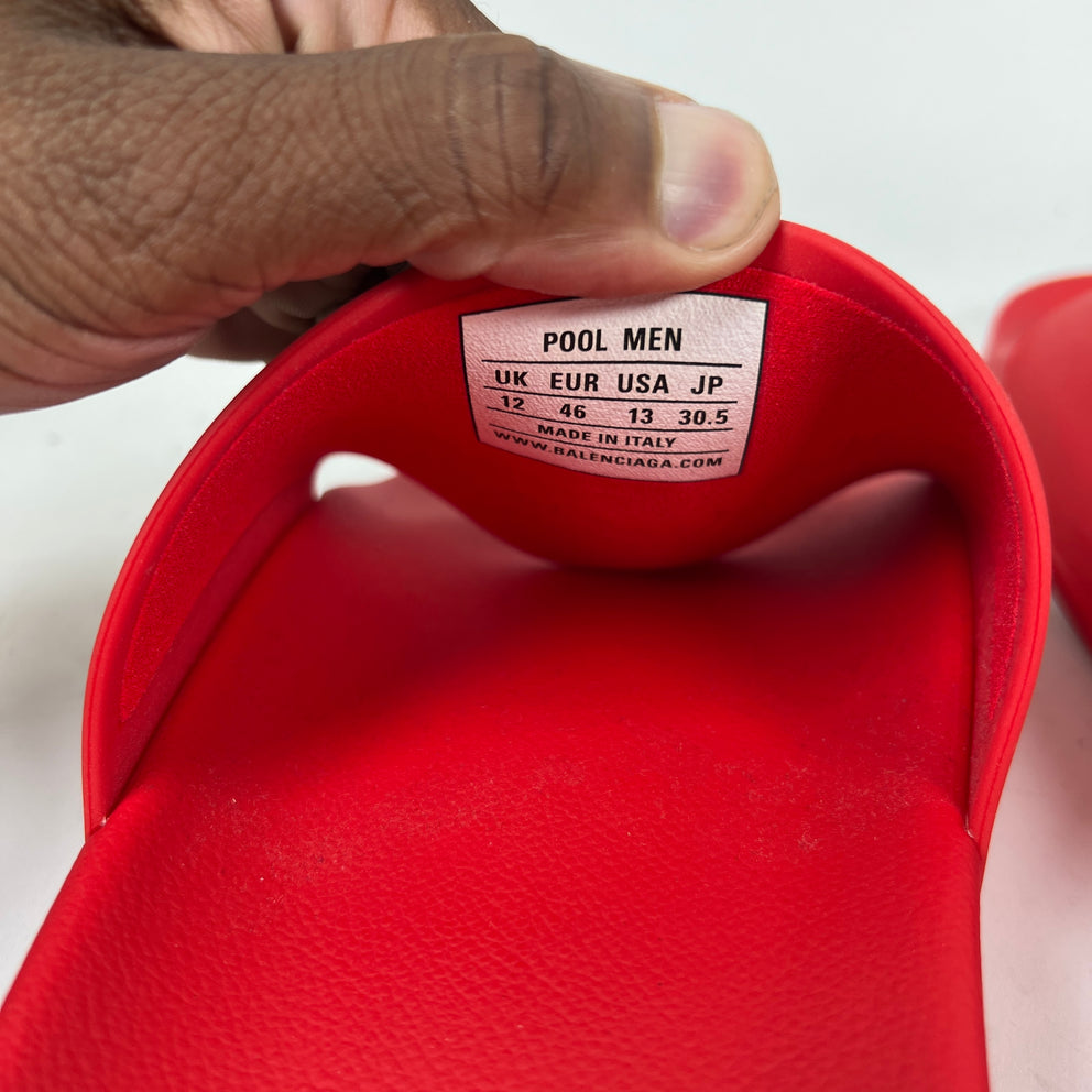 Balenciaga Red Rubber Pool Slide Size 46