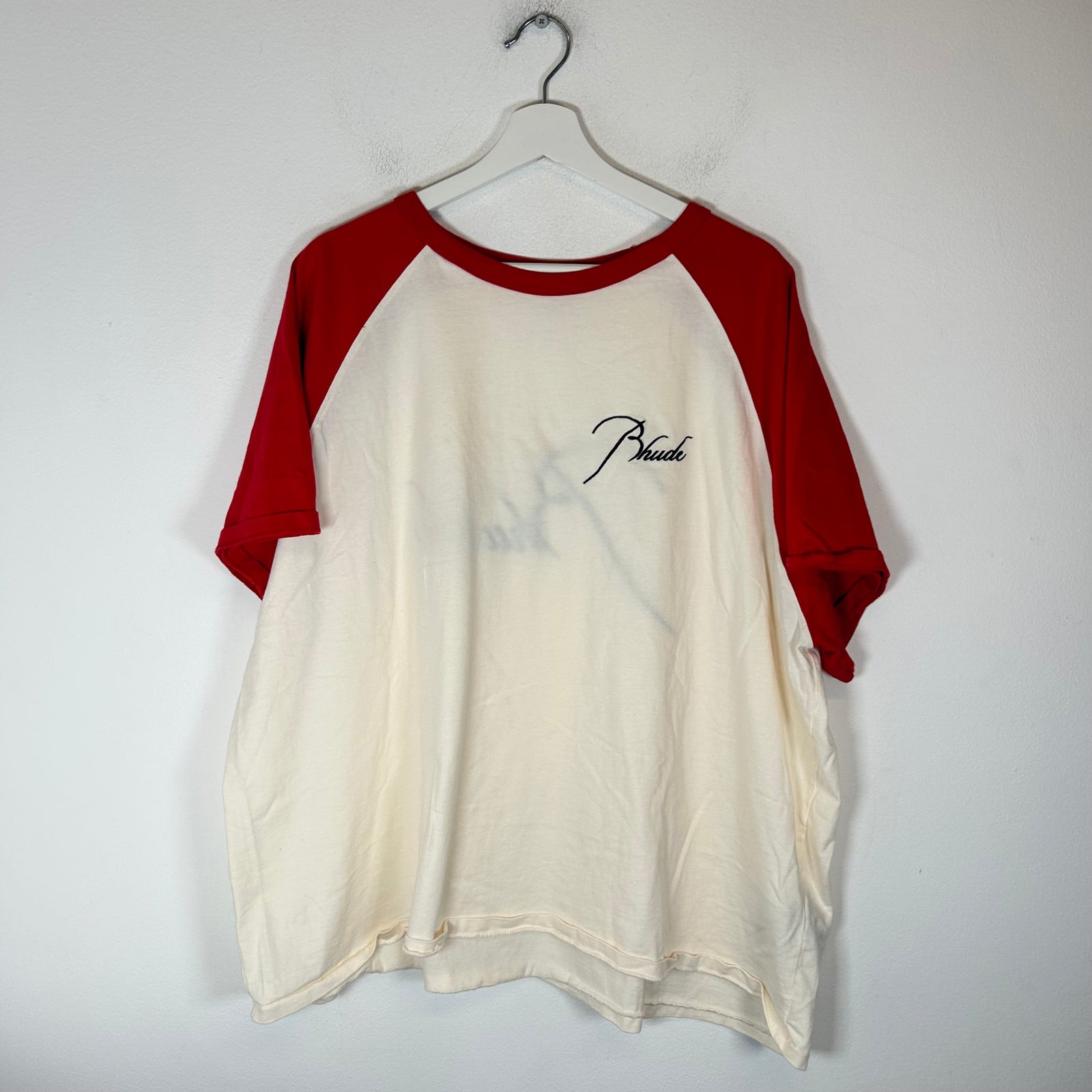 Rhude Red Script Logo Raglan T-Shirt Size XXL