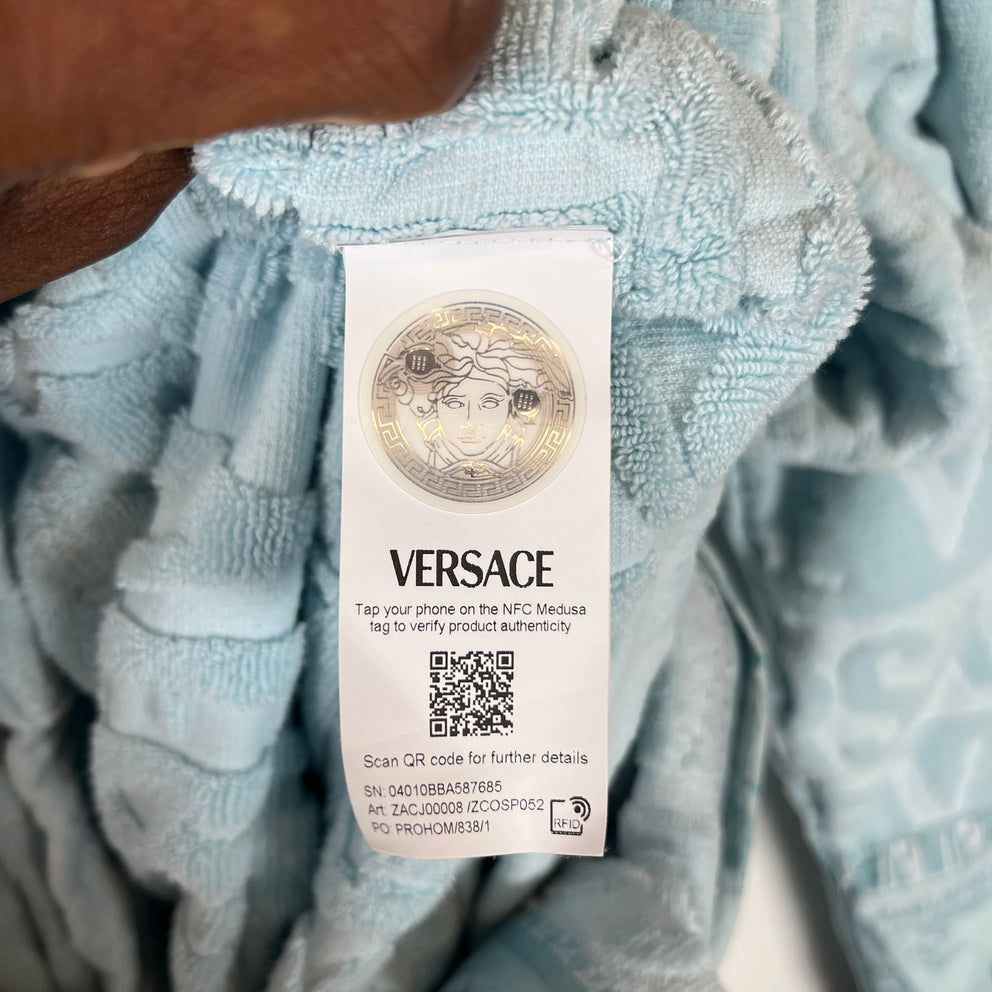 Versace Light Blue Baroque Robe Size S