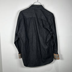 Burberry Plaid Cuff Grey Button Up Shirt Size M